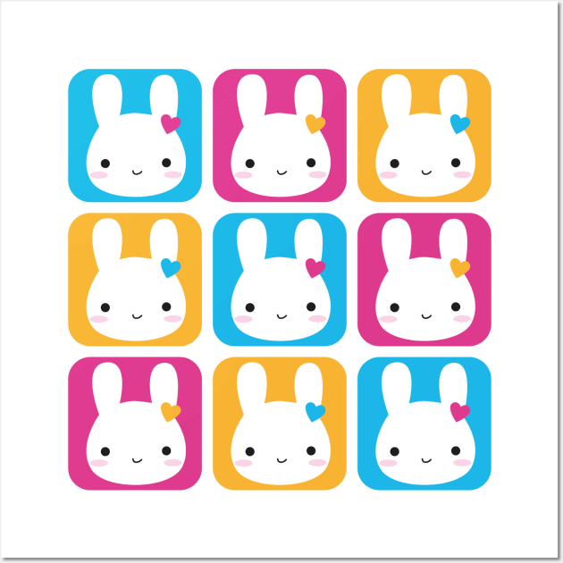 Kawaii Bunny Squares Wall Art by marcelinesmith